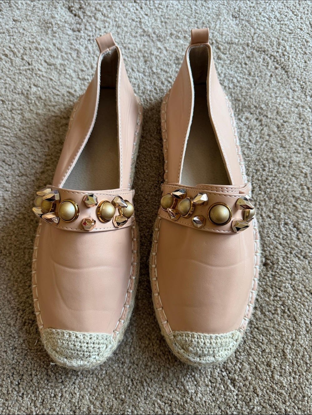 Blush Pink Studded Espadrille Slip-Ons